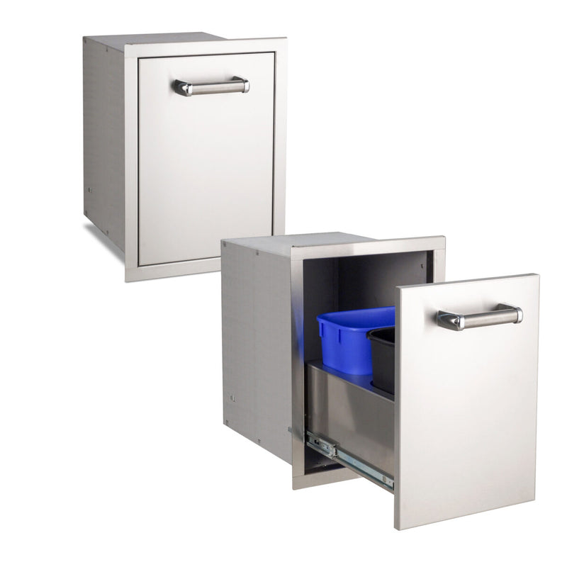 Fire Magic Premium Flush 14-Inch Roll-Out Trash & Recycling Cabinet with Soft Close