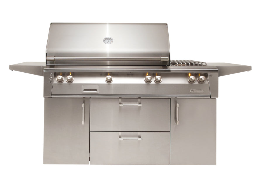 Alfresco ALXE 56-Inch Freestanding Gas Grill & Side Burners