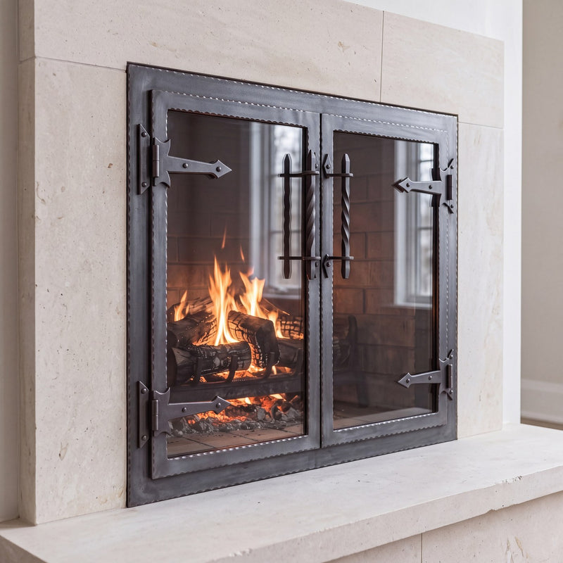 Hammered Edge - Masonry & Prefab Fireplace Glass Doors | Custom