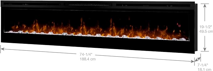 Prism Linear 74" Electric Fireplace - Acrylic Ice - Model BLF7451