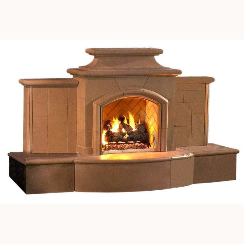 American Fyre Designs Grand Mariposa 113" Outdoor Gas Fireplace with Extended Bullnose Hearth