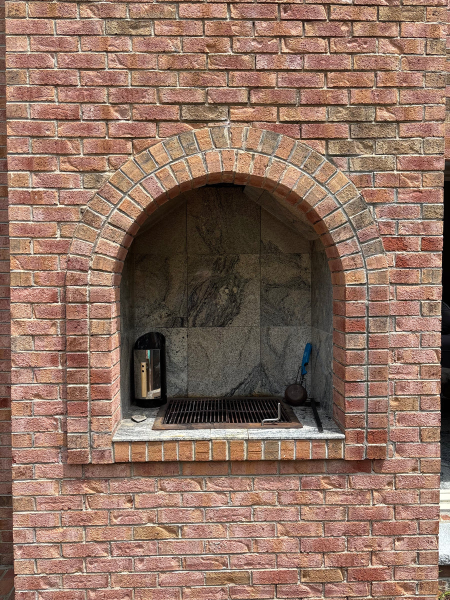 Old World Arch Fireplace Doors Slim 1/2” overlap / Mylar Provided / Air Seal Cabinet Doors / Matte Black / Clear Glass / 4 Sided Overlap