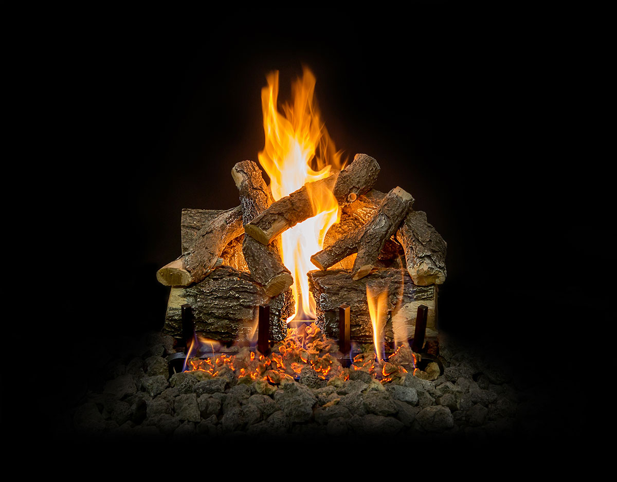 18" Arizona Weathered Oak Charred See-Through Outdoor Gas Log Set | Grand Canyon