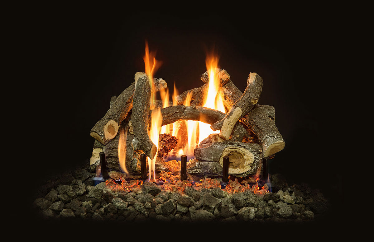24" Arizona Weathered Oak Charred See-Through Outdoor Gas Log Set | Grand Canyon