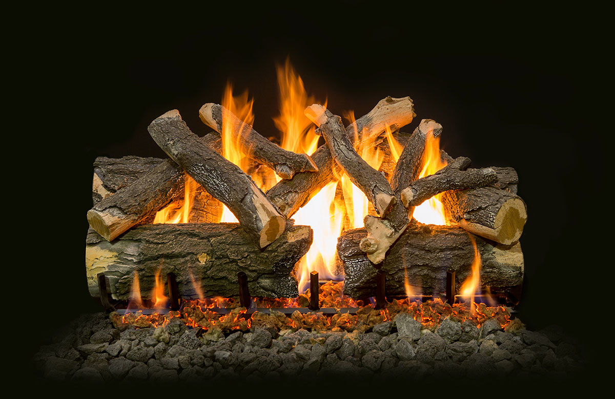 36" Arizona Weathered Oak Charred See-Through Outdoor Gas Log Set | Grand Canyon