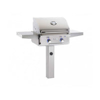 American Outdoor Grill 24" L-Series 2-Burner Natural Gas Grill on In-Ground Post with Rotisserie & Back Burner