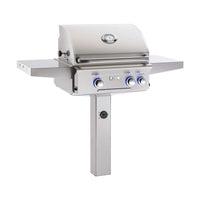 American Outdoor Grill 24" L-Series 2-Burner Natural Gas Grill on In-Ground Post with Rotisserie & Back Burner