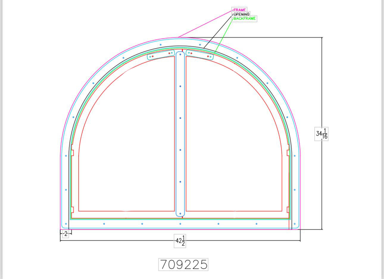 Black Rock Arch - CAD EXACT SIZE[TEMPLATE PROVIDED] / BURNISHED COPPER / CABINET STYLE / BLACK ROCK HANDELS / CLEAR GLASS / NO MESH / DRAFT CONTROL