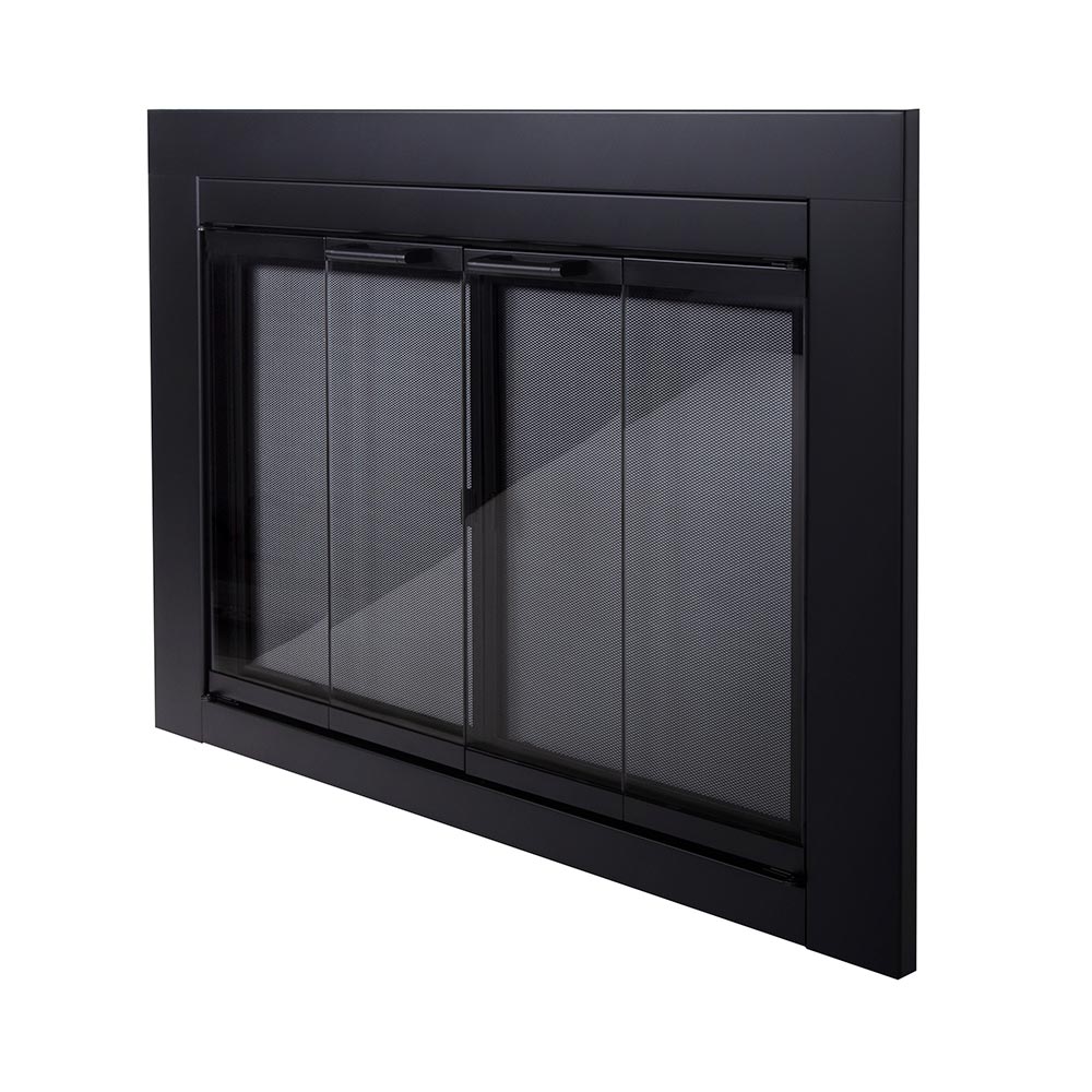 Ardmore Flat Black Masonry Fireplace Door | Sleek & Modern Fireplace Doors | Standard Sizes | Durable Steel Frame - Clearance Sale