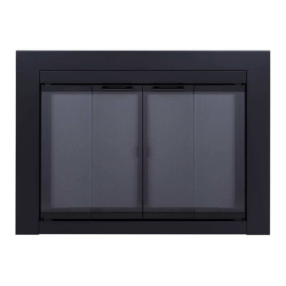 Ardmore Flat Black Masonry Fireplace Door | Sleek & Modern Fireplace Doors | Standard Sizes | Durable Steel Frame - Clearance Sale