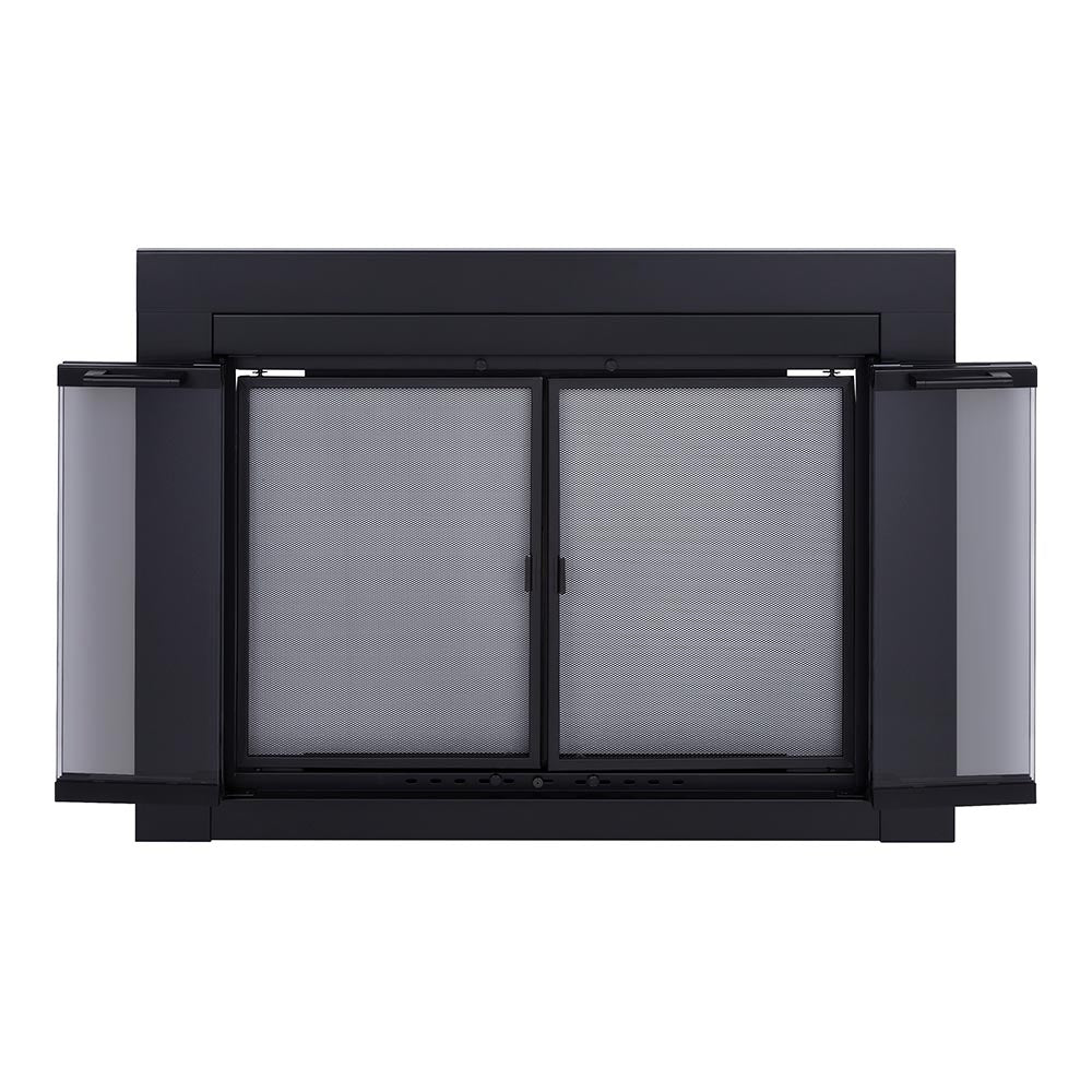 Ardmore Flat Black Masonry Fireplace Door | Sleek & Modern Fireplace Doors | Standard Sizes | Durable Steel Frame - Clearance Sale
