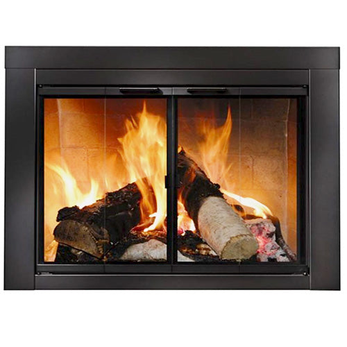 Ardmore Flat Black Masonry Fireplace Door | Sleek & Modern Fireplace Doors | Standard Sizes | Durable Steel Frame - Clearance Sale