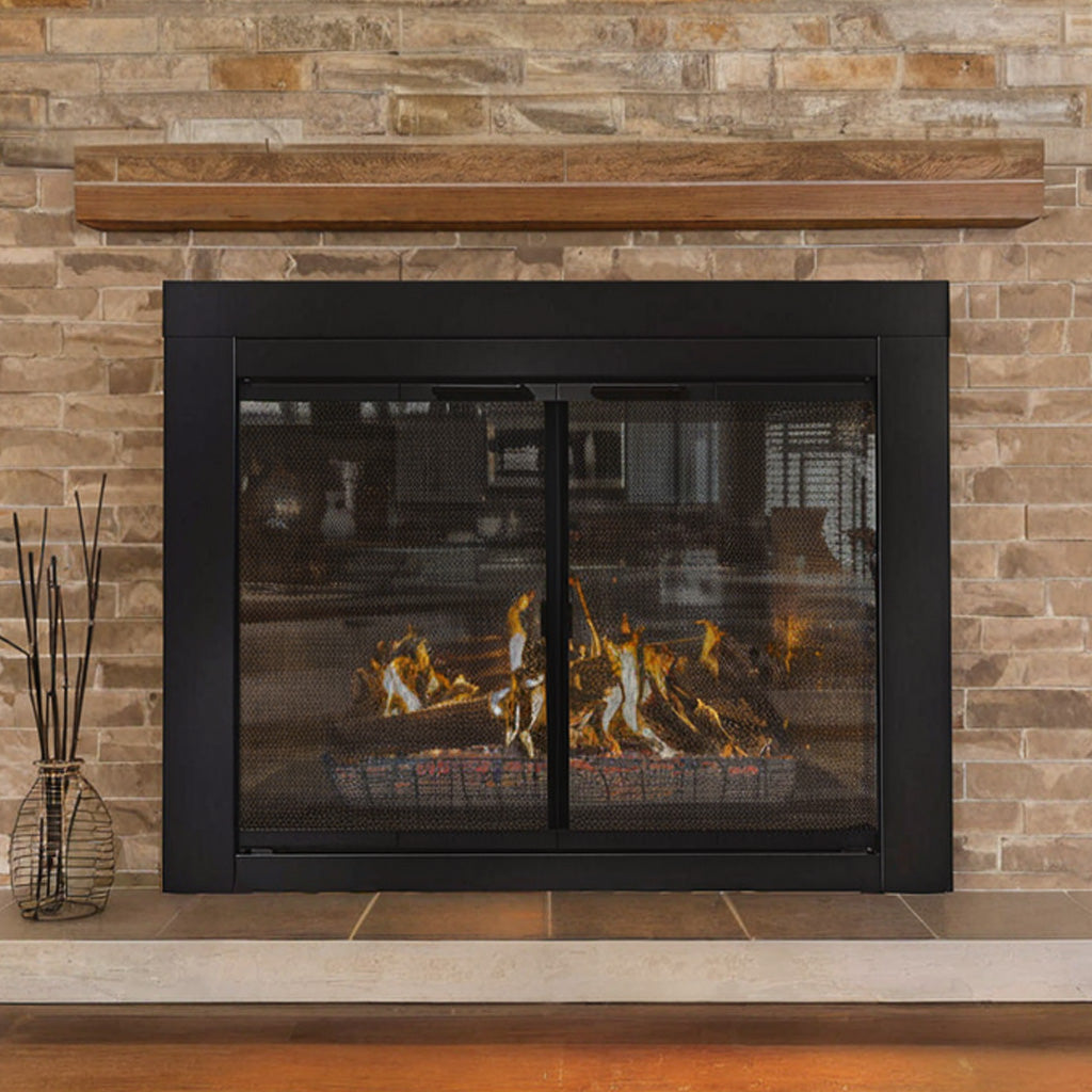 Ardmore Flat Black Masonry Fireplace Door | Sleek & Modern Fireplace Doors | Standard Sizes | Durable Steel Frame - Clearance Sale
