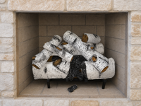 21" Aspen Timbers Vented Gas Log Set | Hargrove — installed in masonry fireplace