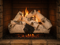 24" Aspen Timbers Vented Gas Log Set | Hargrove — lit with warm flame