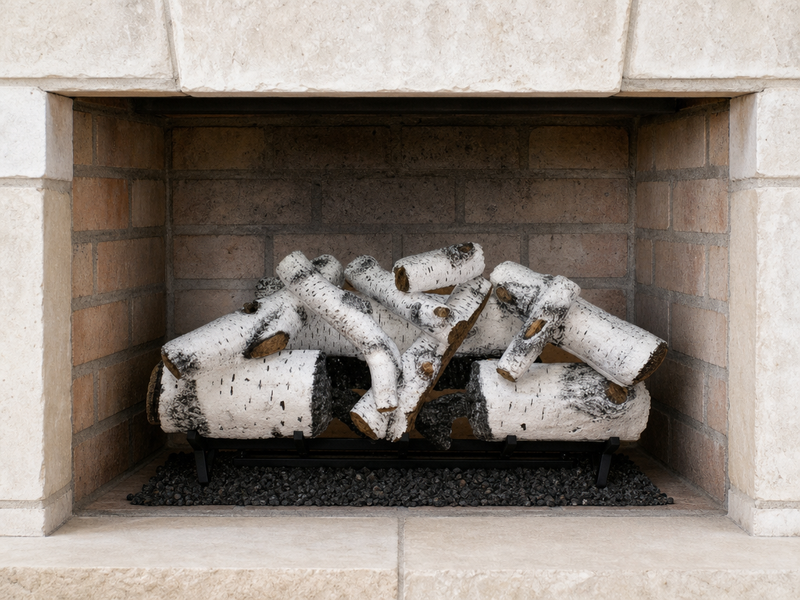 36" Aspen Timbers Vented Gas Log Set | Hargrove — installed in masonry fireplace