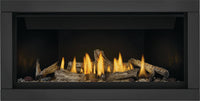 Napoleon Ascent Linear 42 direct vent gas fireplace product shot with classic surround and glass media