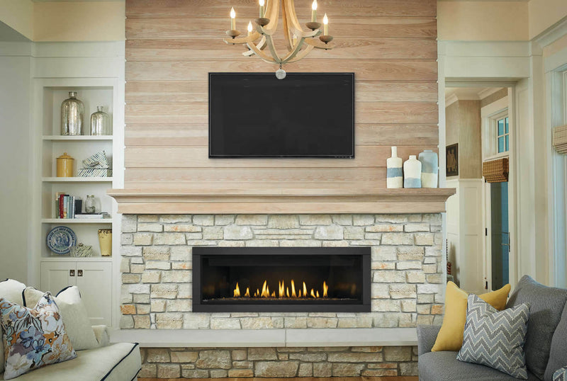 Napoleon Ascent Linear 56 gas fireplace lifestyle shot in living room