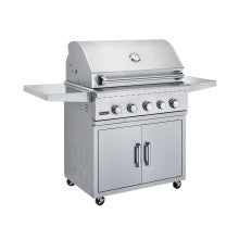TrueFlame 32 inch stainless steel freestanding grill with LED lighting and heat zone separators