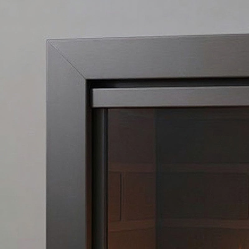 L-SHAPE BROOKFIELD ZC OVERLAP ALL SIDES LONG SIDE: 36 11/16"W/ SHORT SIDE: 17 7/8 W / HEIGHT: 21 1/8"/ FINISH: MATTE BLACK/ HANDLE: MODERN/ GLASS: CLEAR/ BIFOLD/ SIDE: SINGLE GLASS PANEL