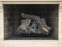 18" Canyon Timbers Vented Gas Log Set | Hargrove — installed in masonry fireplace