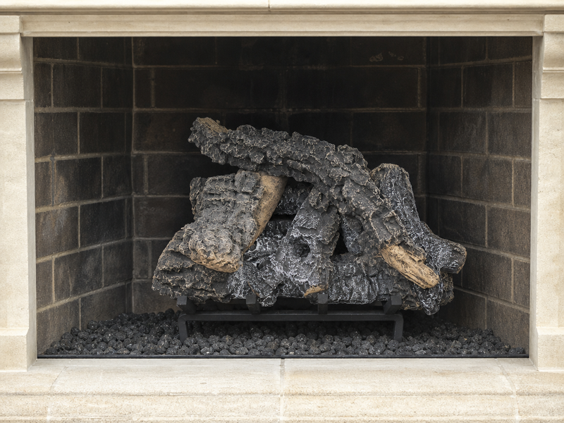 18" Canyon Timbers Vented Gas Log Set | Hargrove — installed in masonry fireplace