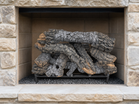 30" Canyon Timbers Vented Gas Log Set | Hargrove — installed in masonry fireplace