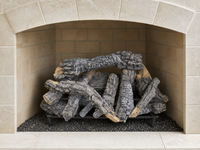 36" Canyon Timbers Vented Gas Log Set | Hargrove — installed in masonry fireplace