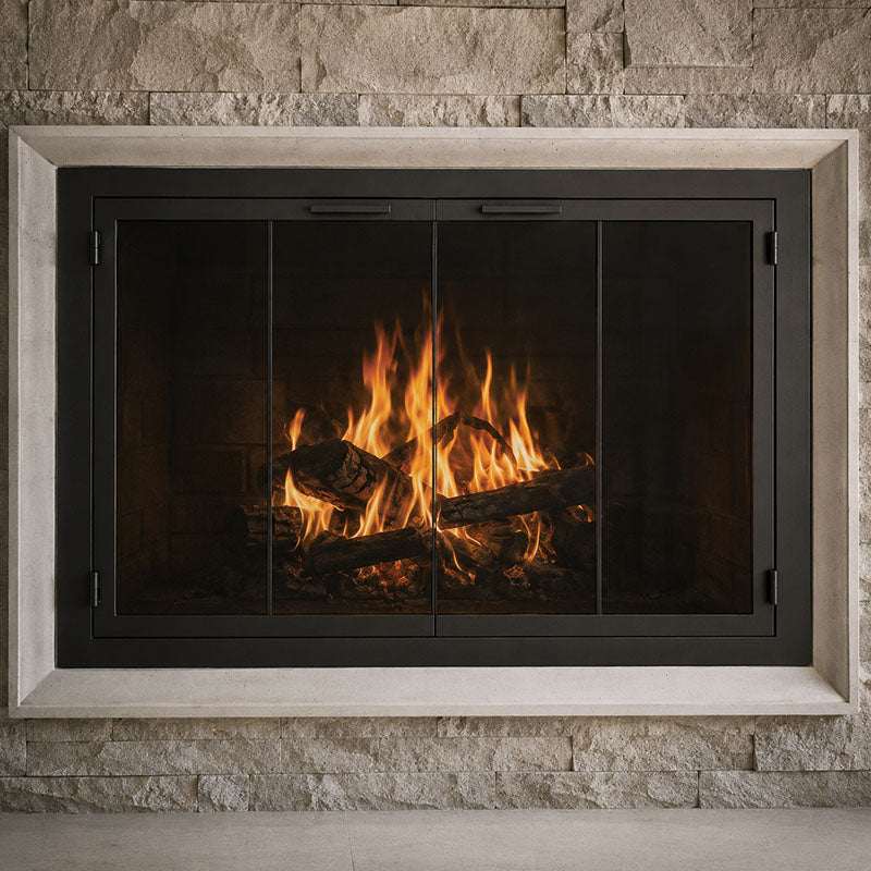 Carolina Sleek Steel Fireplace Glass Doors | Masonry & Prefab | Custom