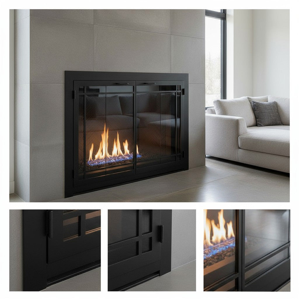 Carolina Window Pane - Masonry & Prefab Fireplace Glass Doors