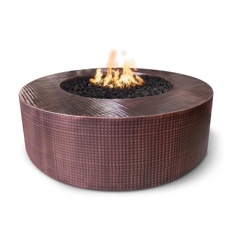 The Outdoor Plus 72" Unity Hammered Copper Round Fire Pit – Plug & Play Electronic Ignition – Natural Gas