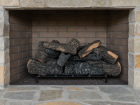30" Cross Timbers Vented Gas Log Set | Hargrove — installed in masonry fireplace
