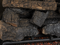 30" Cross Timbers Vented Gas Log Set | Hargrove — close-up bark and ember detail
