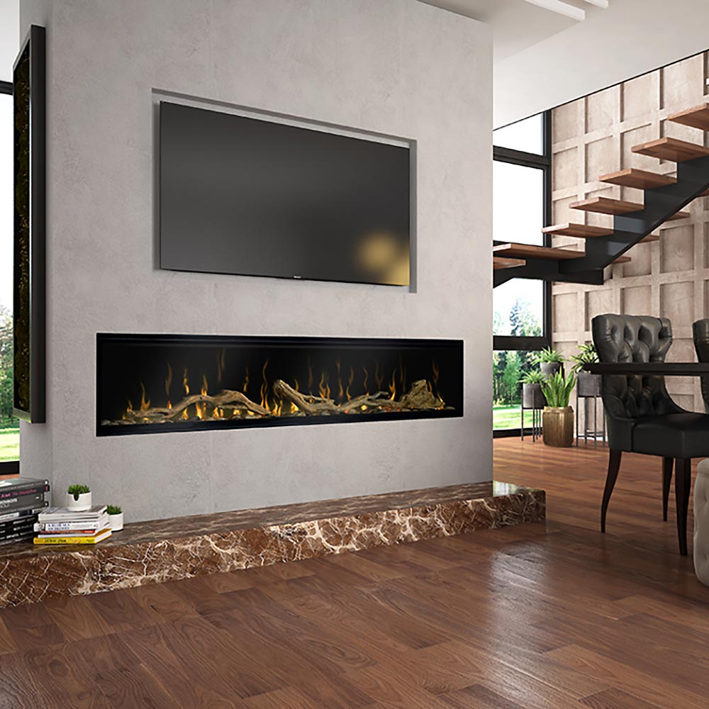 Dimplex 74 Inch IgniteXL Linear Electric Wall Mounted Fireplace / Driftwood Log Kit