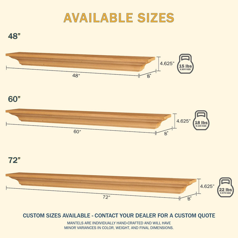 Kenton Wood Mantel Shelf Kit Honey Oak