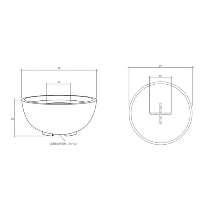 Moderno I Bowl 39" Round Concrete Fire Pit Table | Prism Hardscapes — view 7