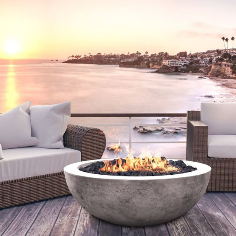 Moderno IV Round Concrete Fire Pit Table by Prism Hardscapes with customizable options and durable construction
