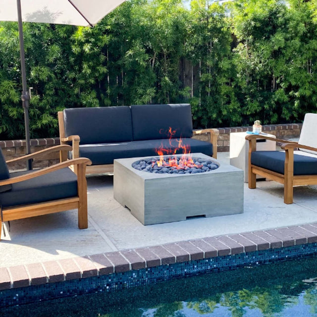 Square fire pits — Piazza Square Concrete Fire Pit Table | Prism Hardscapes