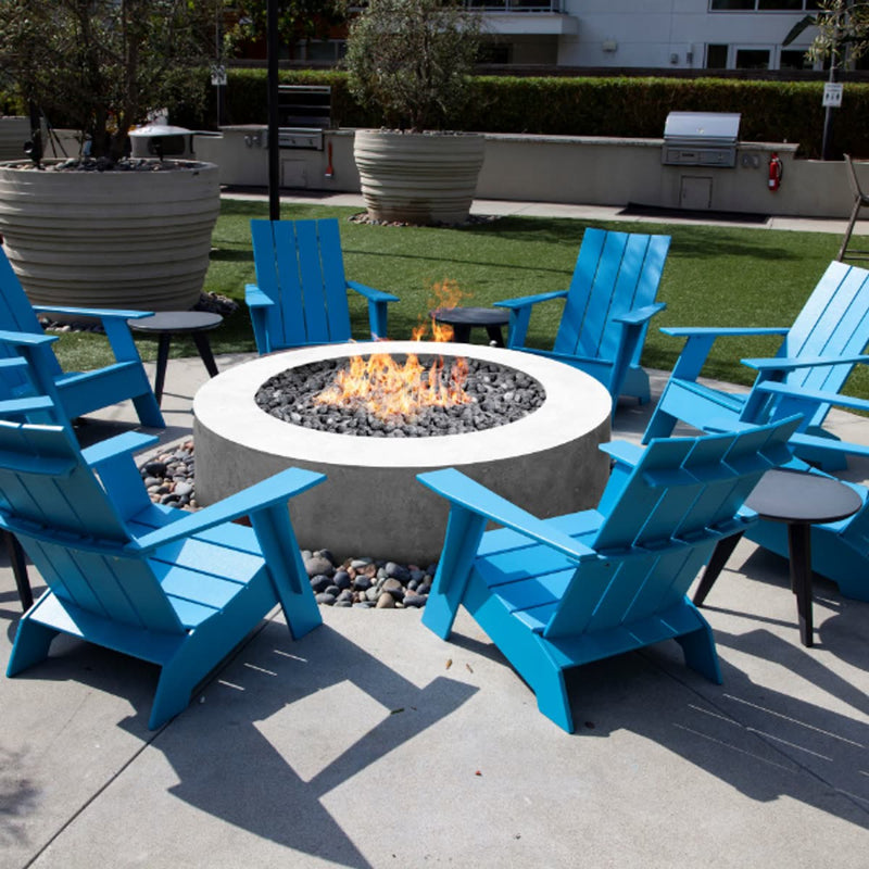Rotondo 80 80-inch round concrete fire pit table with propane gas flame by Prism Hardscapes