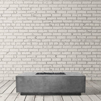 Tavola VII Rectangle concrete fire pit table by Prism Hardscapes outdoors