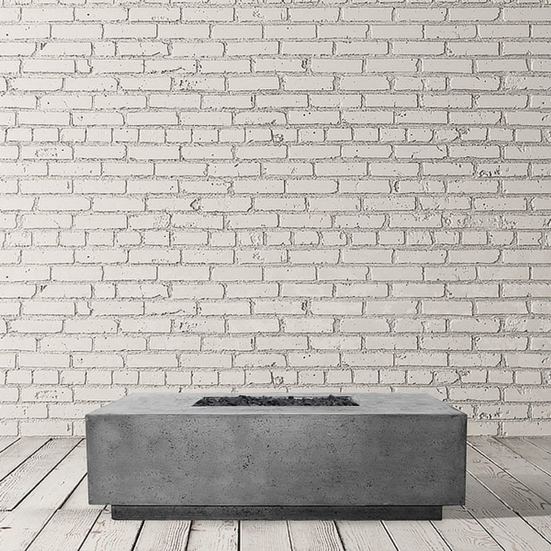Tavola VII Rectangle concrete fire pit table by Prism Hardscapes outdoors