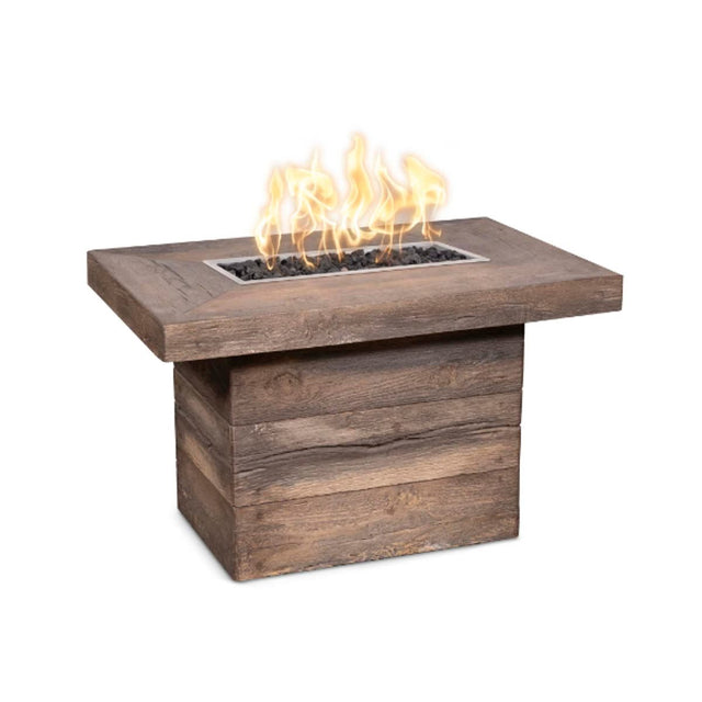 Wood Grain fire pits — Alberta Rectangle Wood Grain Fire Pit Table | The Outdoor Plus