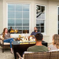 Avalon Linear Rectangle Powder Coat Steel Fire Pit Table | TOP — view 2
