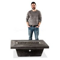 Carson - Low Profile 48" Rectangle Wood Grain Fire Pit Table | TOP — view 3