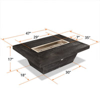 Carson - Low Profile 48" Rectangle Wood Grain Fire Pit Table | TOP — view 4