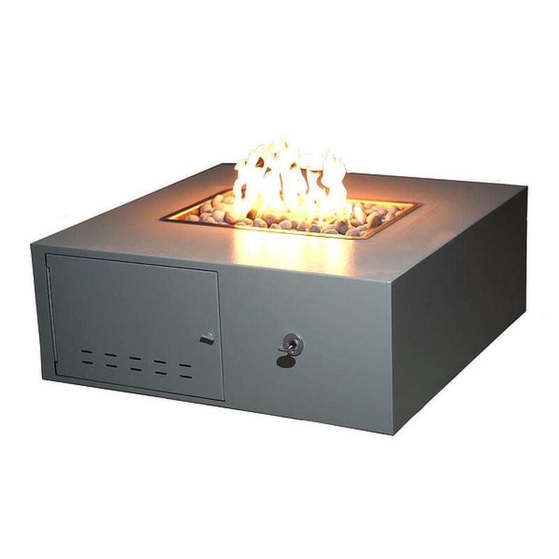 Gallaway Low Profile Rectangle Powder Coat Steel Fire Pit Table | TOP — view 2