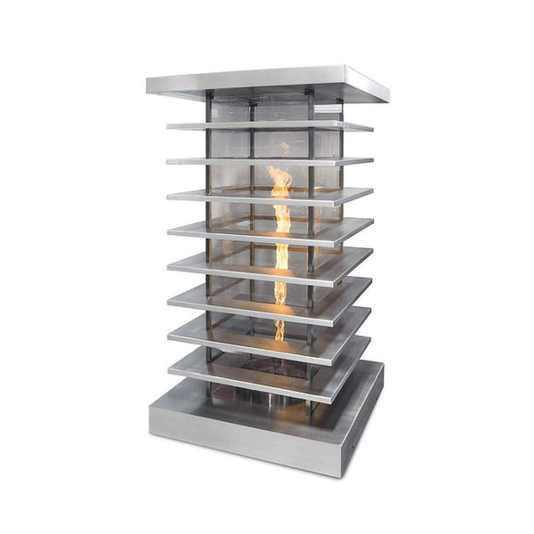High - Rise Fire Tower Rectangle Stainless Steel Fire Pit Table | TOP