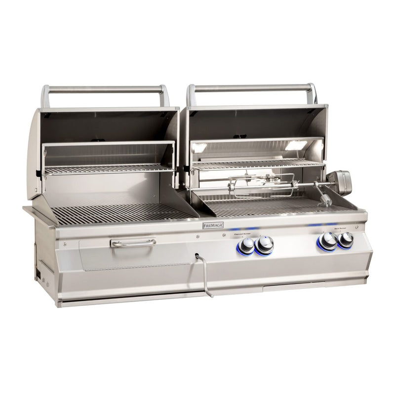 Fire Magic Aurora A830i Built-In Gas & Charcoal Combo Grill with Rotisserie & Analog Thermometer (Natural Gas)