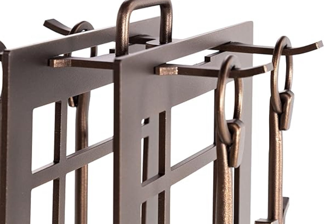 Hammered Edge Fireplace Tool Set / Rustic Copper Finish