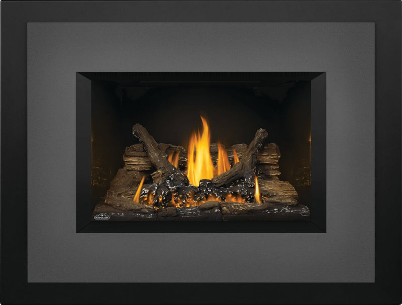 Napoleon Oakville 3 gas fireplace insert product shot with gunmetal large faceplate